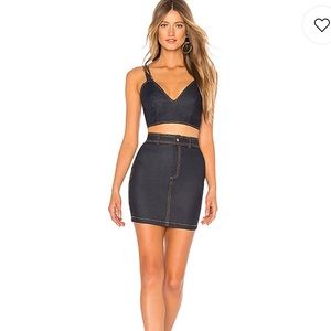 Revolve Denim two piece stretch Sz xs